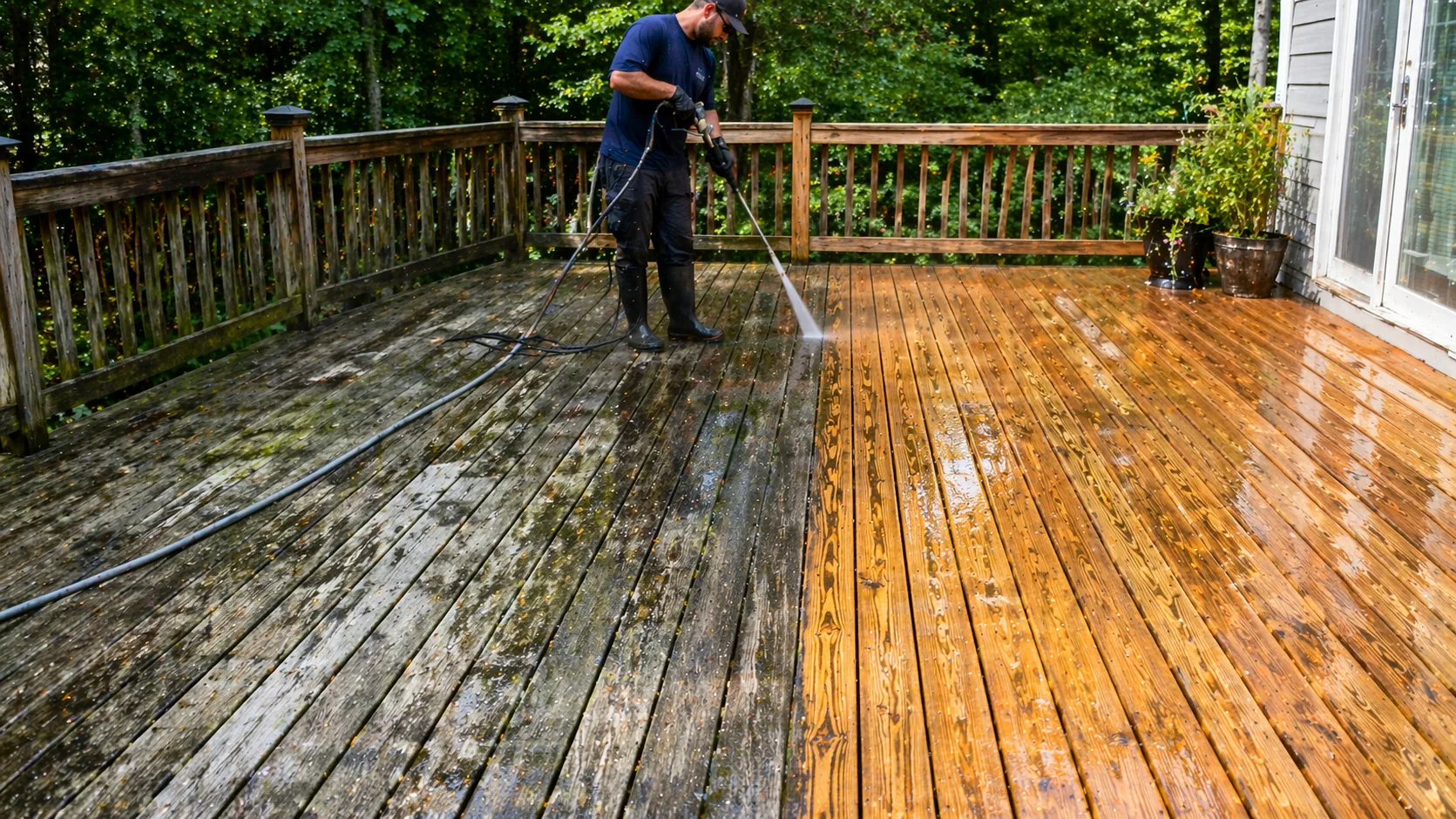 Professionally washed deck in Cumming GA
