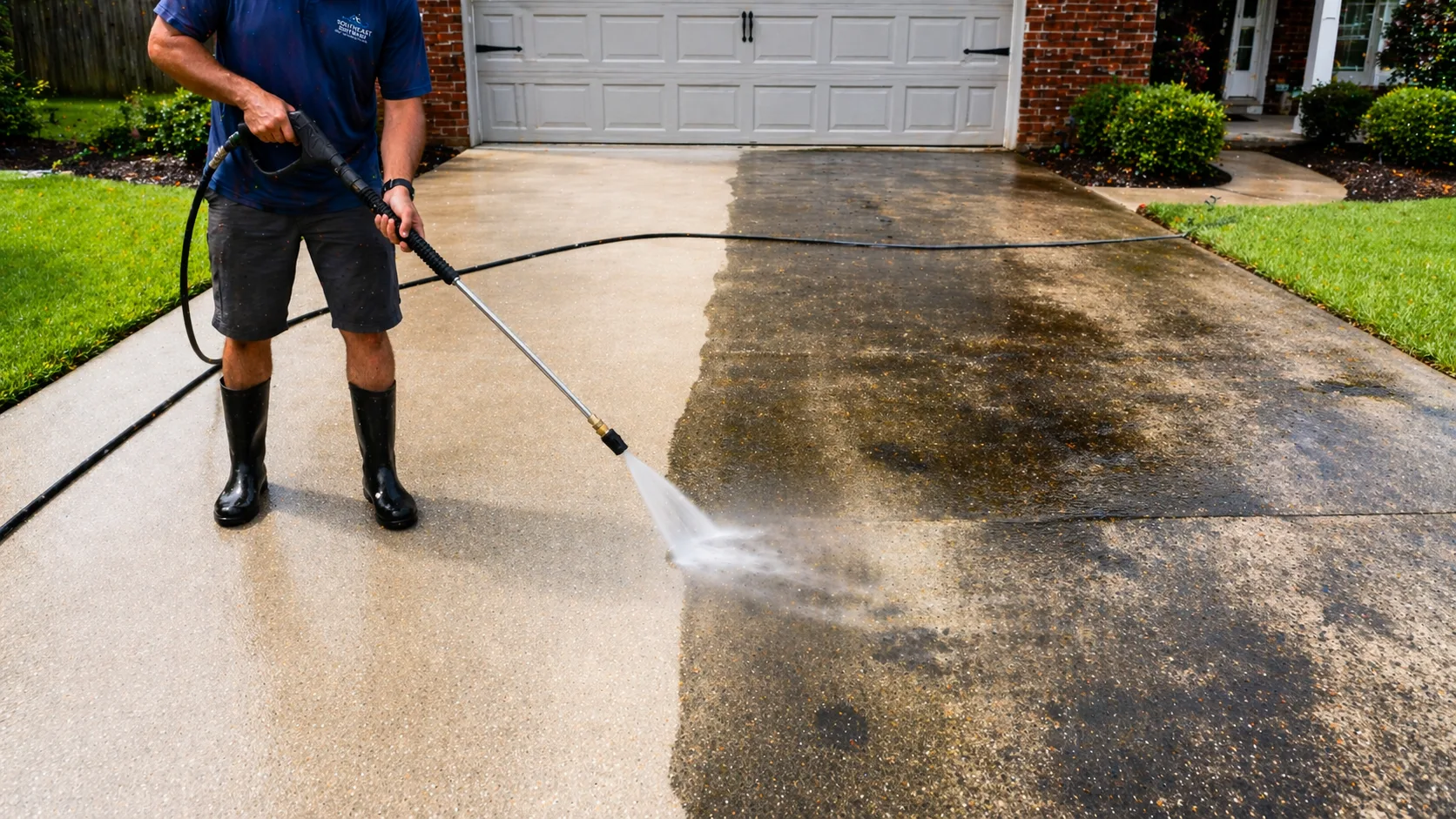Driveway pressure washing removing stains in Cumming GA
