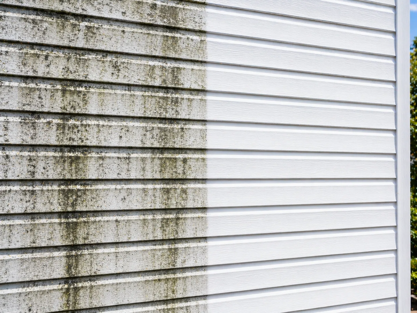 House washing removing algae from vinyl siding in Cumming GA