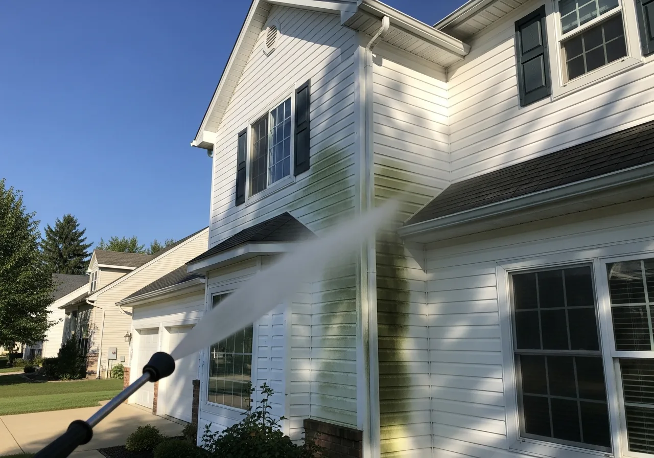 Exterior house washing service on a residential home in Buford, GA