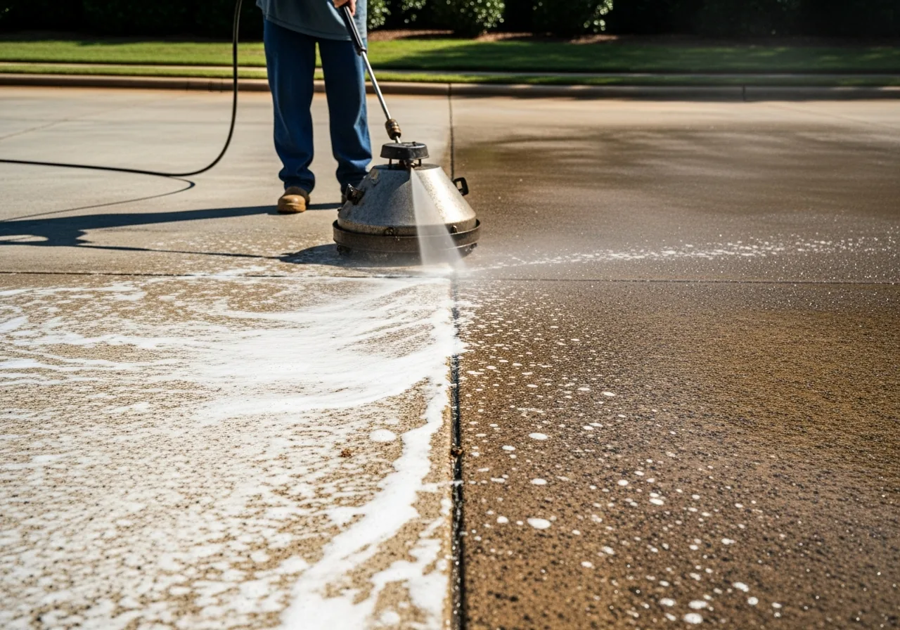 Commercial dumpster pad pressure cleaning in Cumming GA