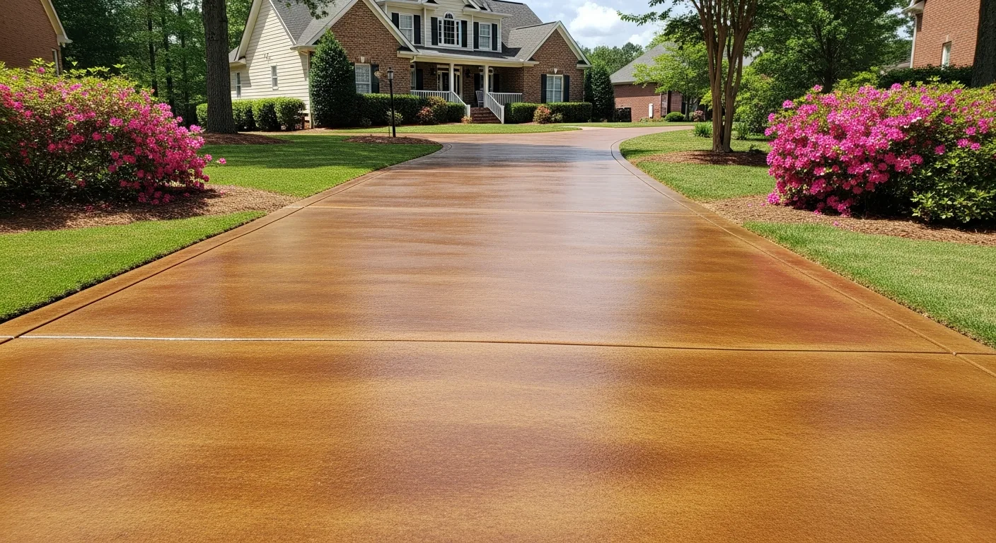 Finished stained brown driveway in Cumming GA