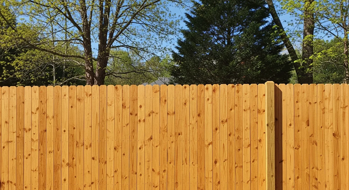 Restored honey-colored cedar fence in Cumming GA
