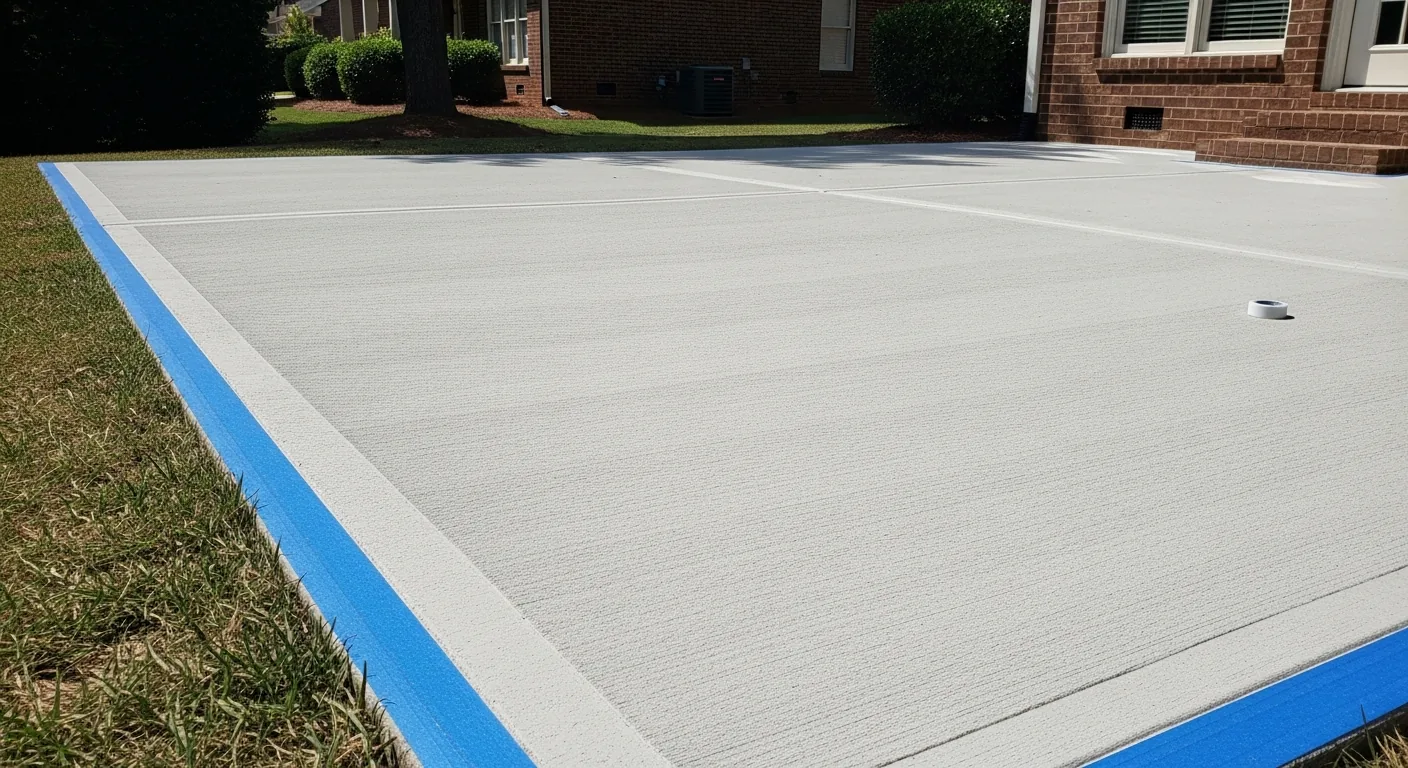 Prepped concrete patio ready for staining in Cumming GA