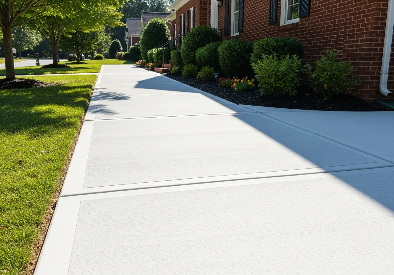 Freshly pressure washed clean concrete sidewalk in Cumming GA